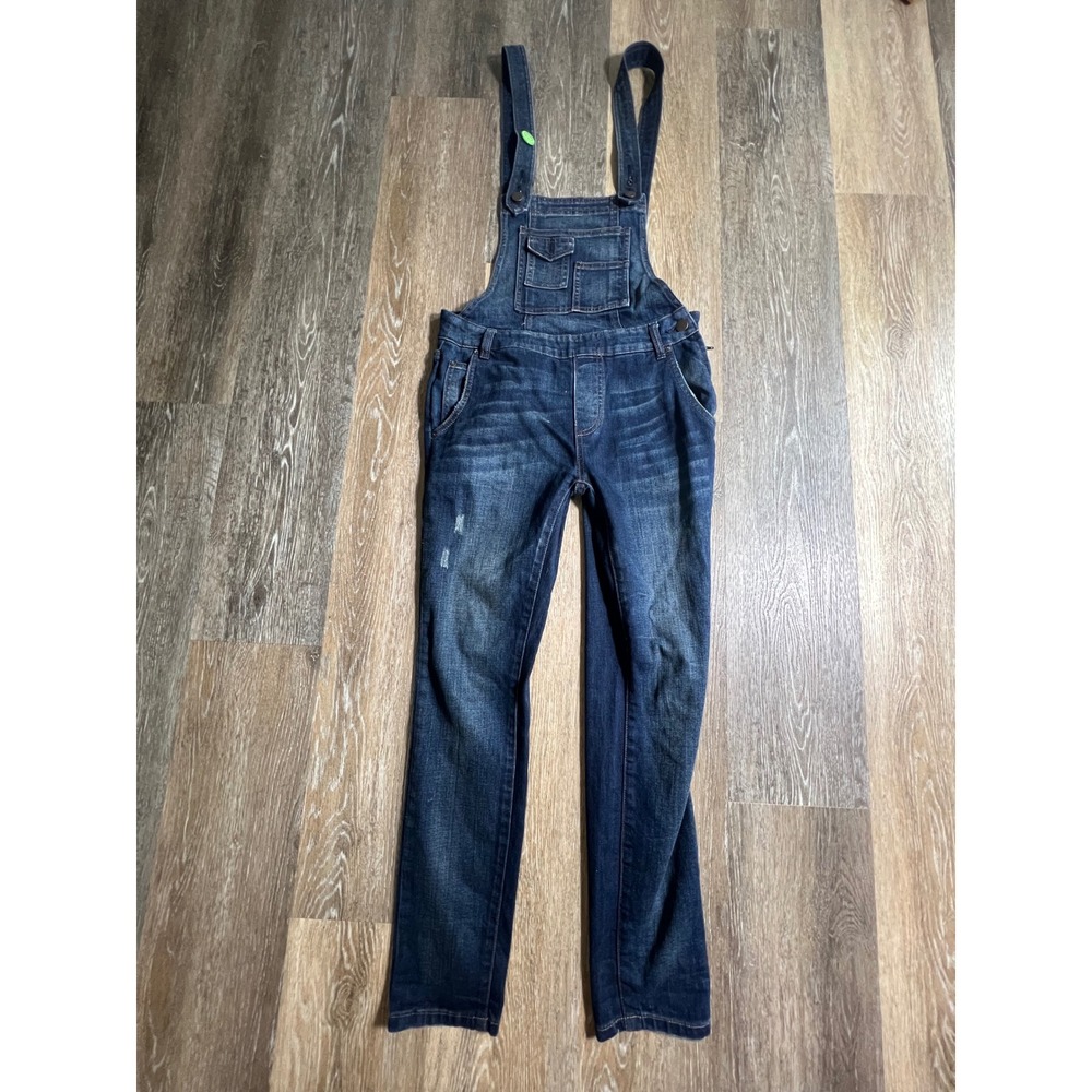 Free People Overalls Womens 25 Blue Excellent Distressed Slim Leg Denim Bibs